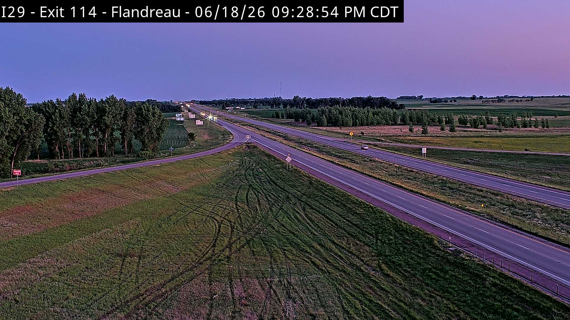 Flandreau Exit 114 — Camera Looking South