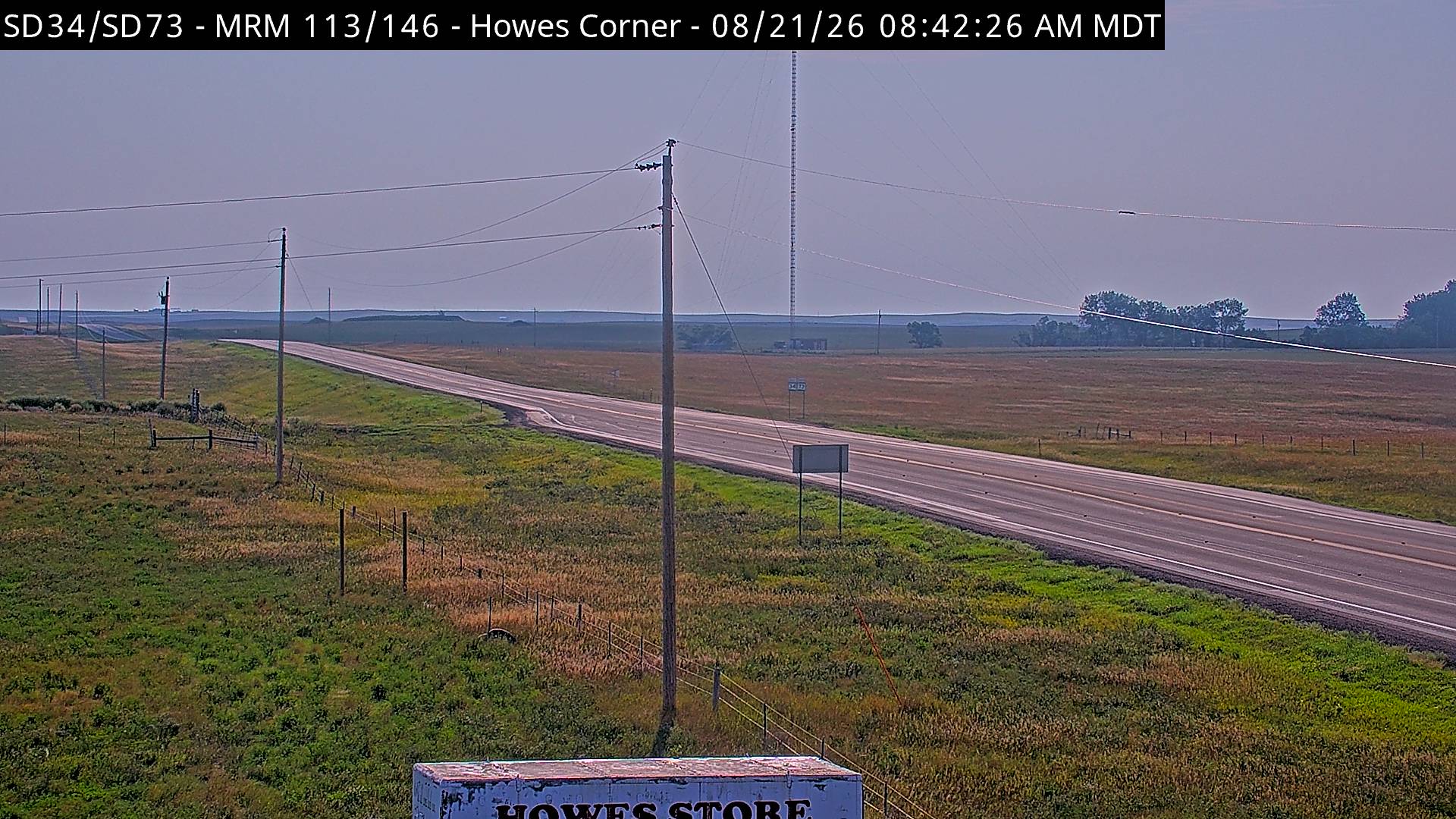 Webcam view of Howes Corner, South Dakota on SD-34