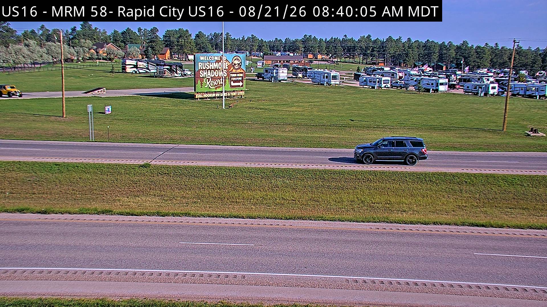 Webcam view of US-16 West of Rapid City SD near the Stratobowl