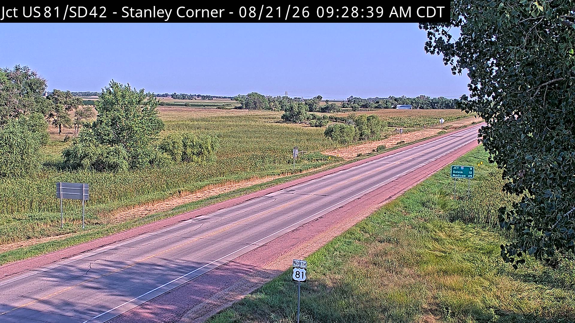 Webcam view of Stanley Corner, South Dakota on US-18